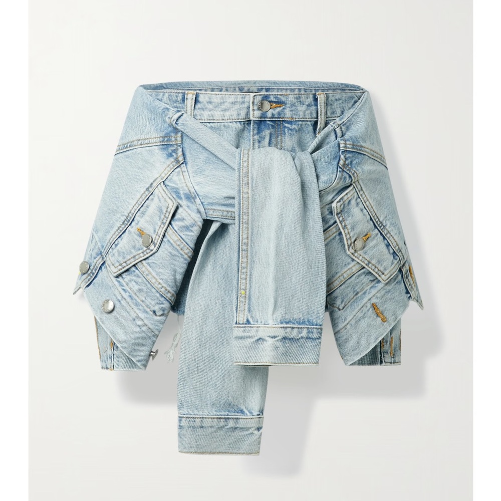 Alexander Wang Tie Waist Blue Denim Shorts